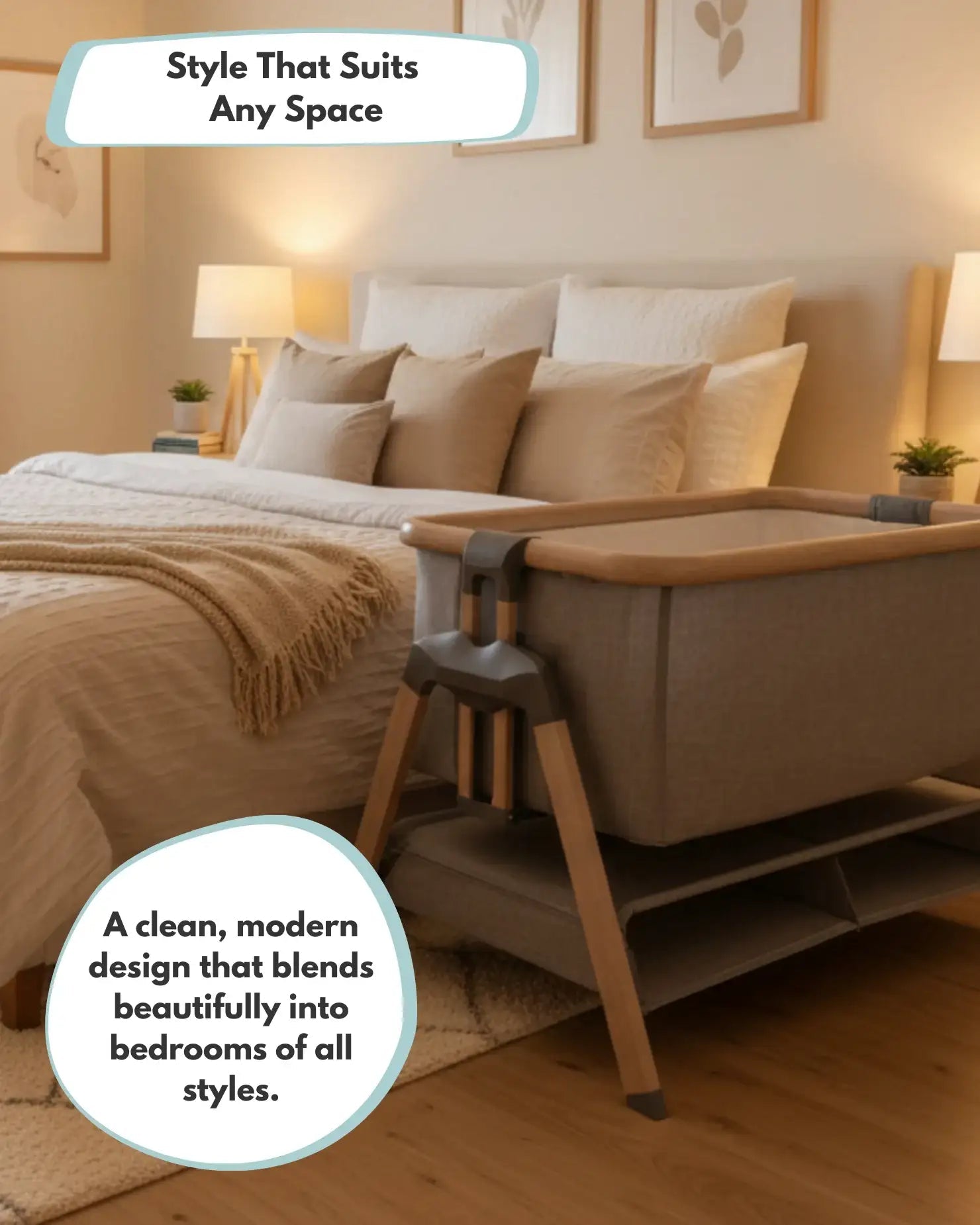 Sona Bedside & Co - Sleeping Crib - Grey - Baby&More