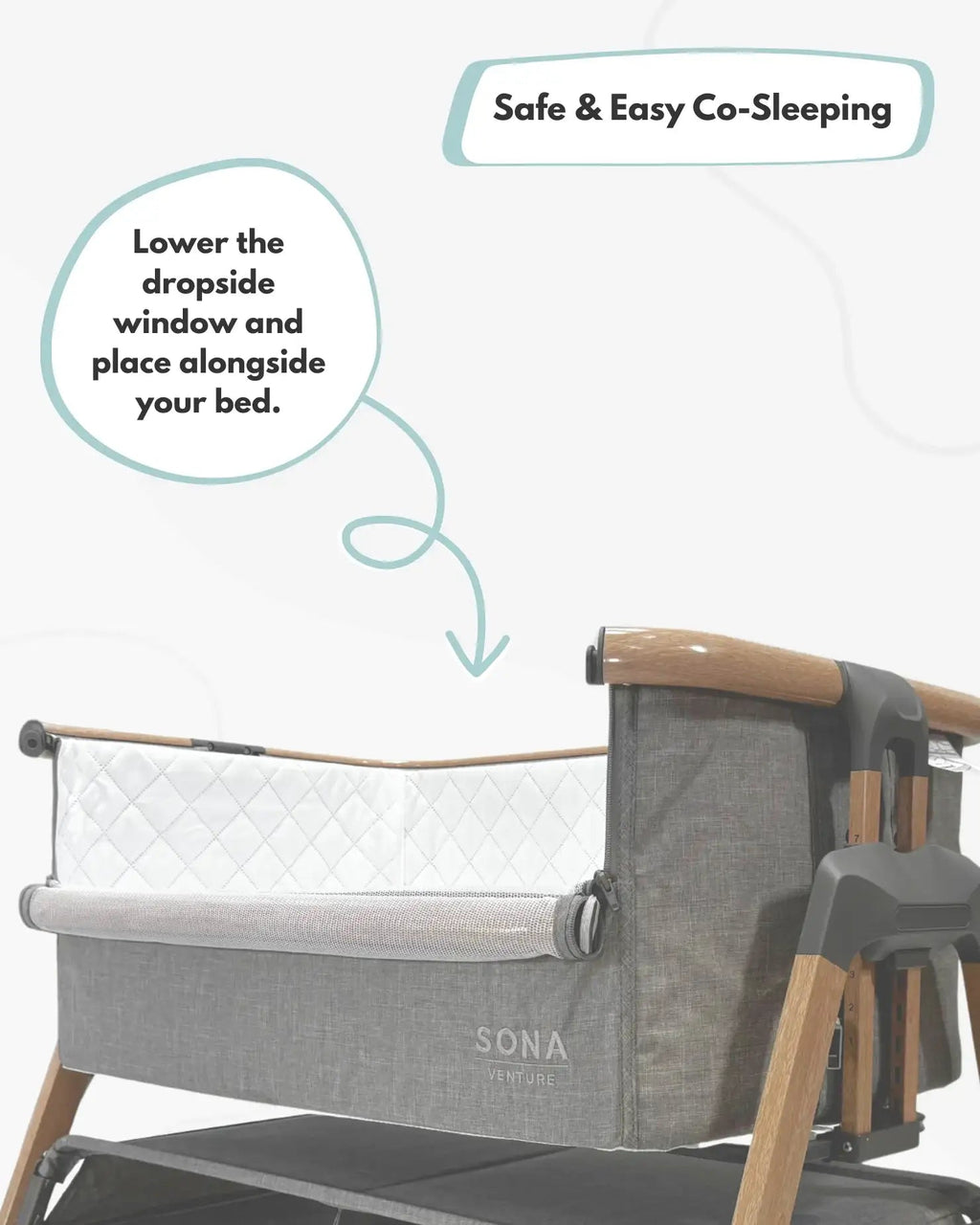 Sona Bedside & Co - Sleeping Crib - Grey - Baby&More
