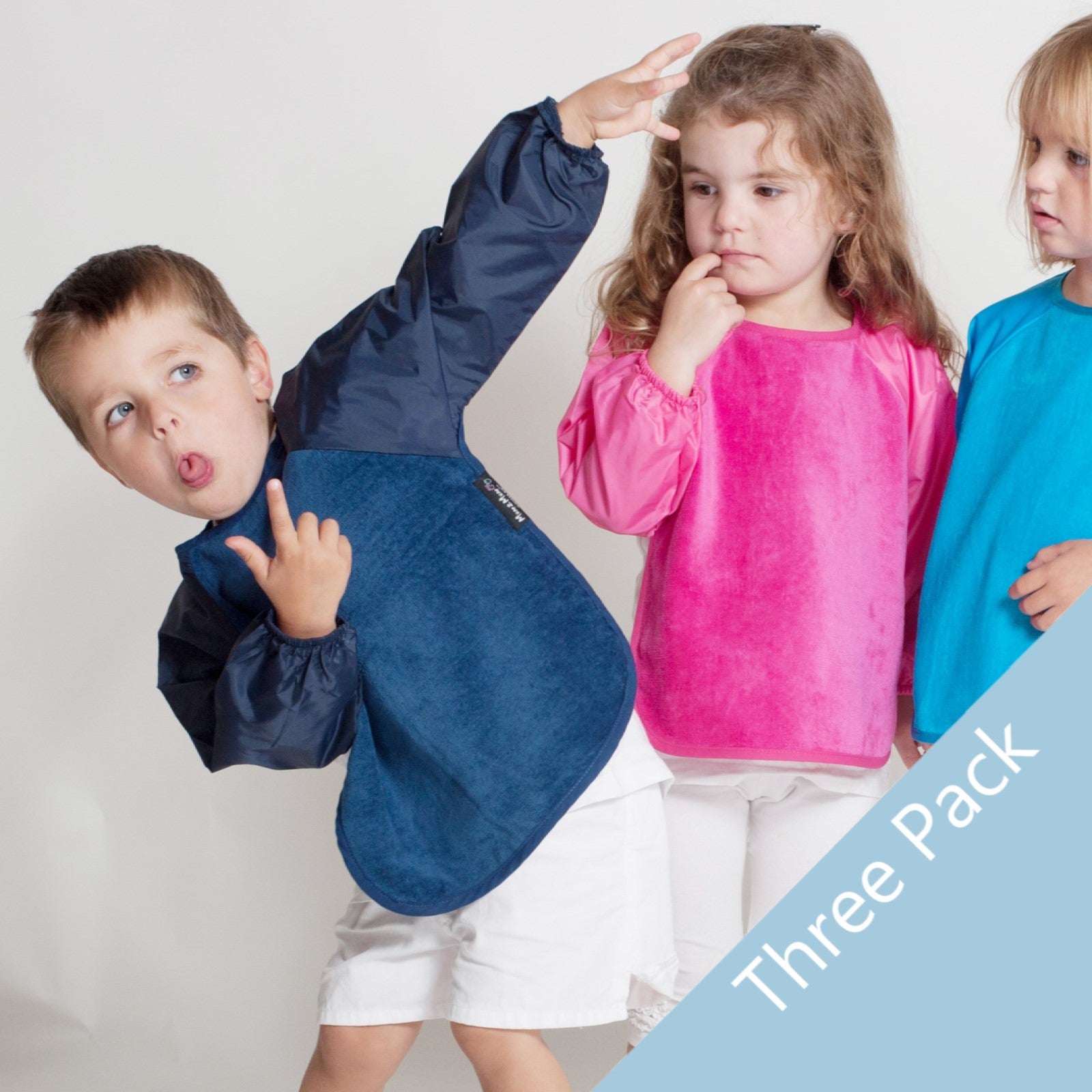 SPECIAL OFFER 3 PACK - Mum 2 Mum Long Sleeved Wonder Bibs LARGE (Selected Colours) - Baby&More