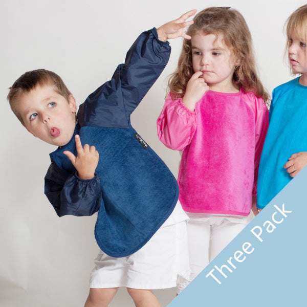 SPECIAL OFFER 3 PACK - Mum 2 Mum Long Sleeved Wonder Bibs LARGE (Selected Colours) - Baby&More