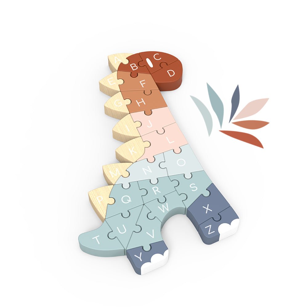 Speedy Monkey Wooden ABC Dino Puzzle - Baby&More