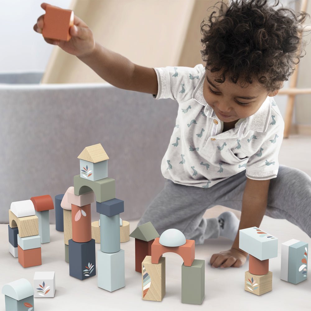 Speedy Monkey Wooden Building Blocks with Shape Sorter - 50 Pieces - Baby&More