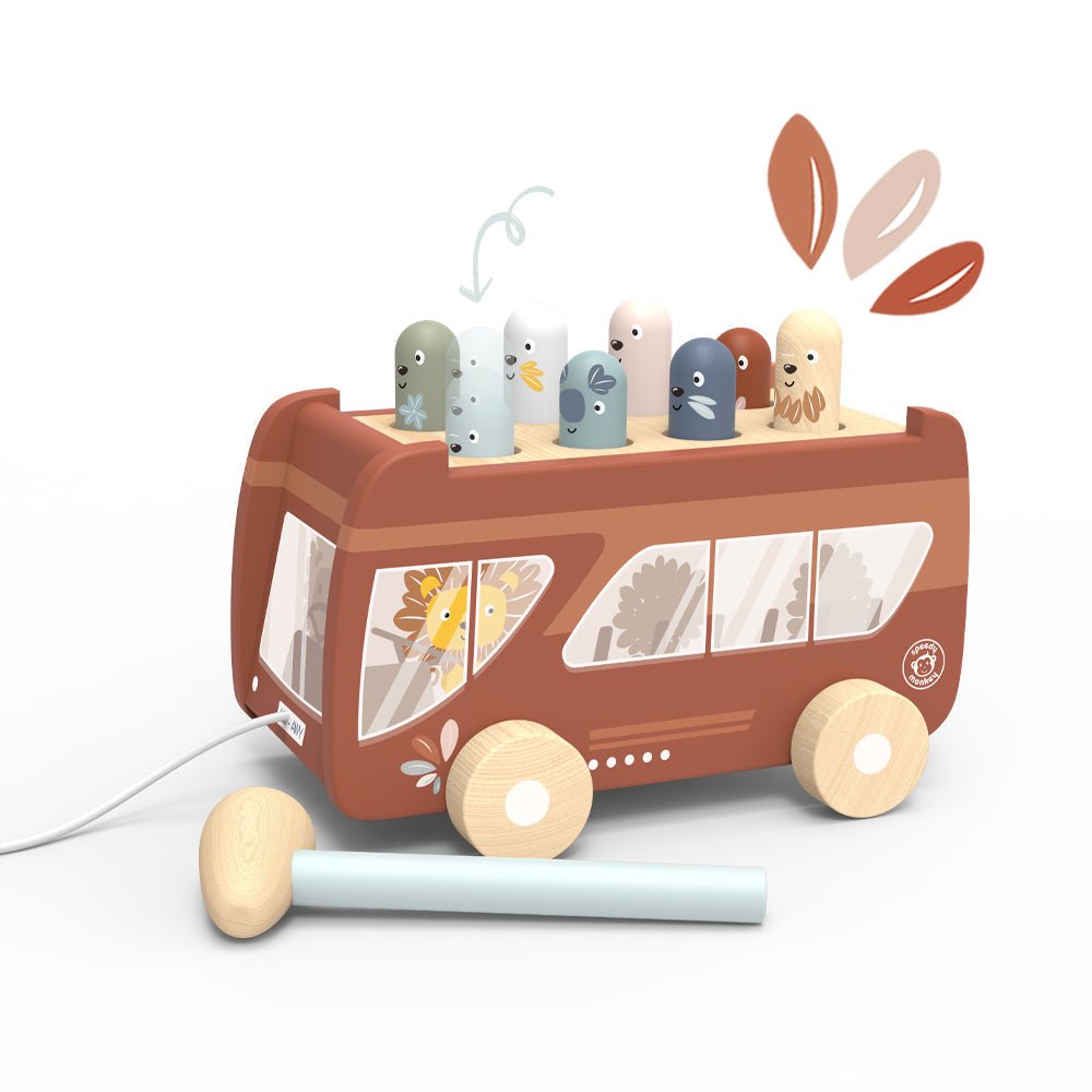 Speedy Monkey Wooden Children’s Bus Hammer Bench Toy - Baby&More