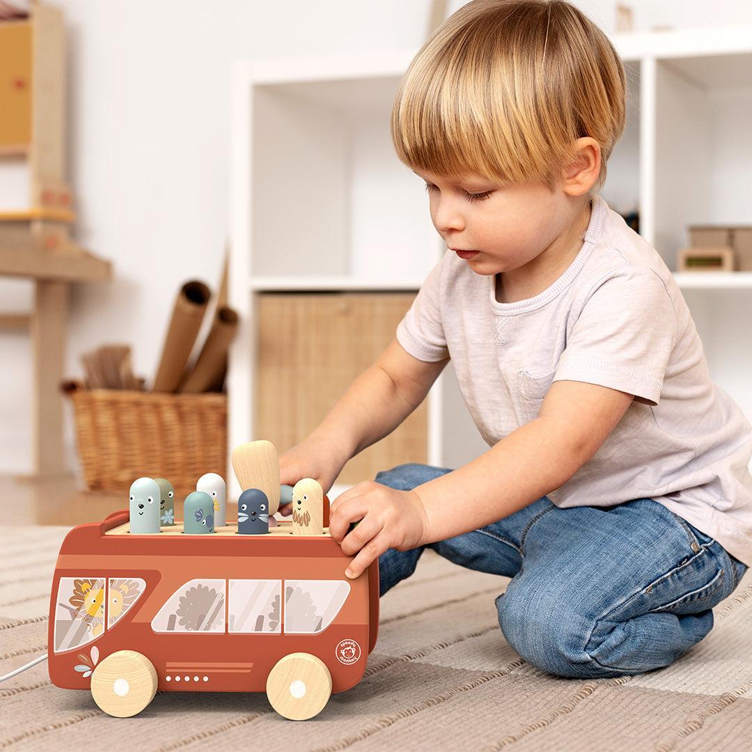 Speedy Monkey Wooden Children’s Bus Hammer Bench Toy - Baby&More