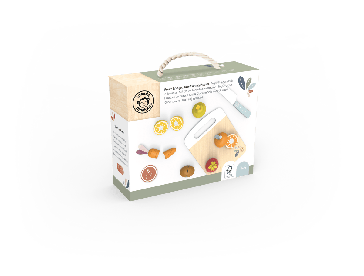 Speedy Monkey Wooden Fruit & Vegetable Cutting Playset - Baby&More