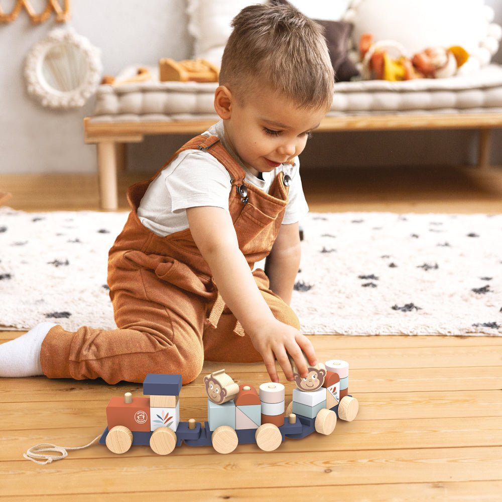 Speedy Monkey Wooden Train Stacker - Baby&More