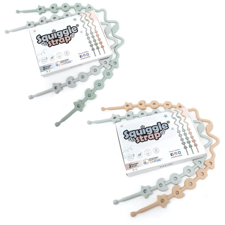 Squiggle Strap® 2pcs Antimicrobial Food Grade Silicone Toy Straps - Baby&More