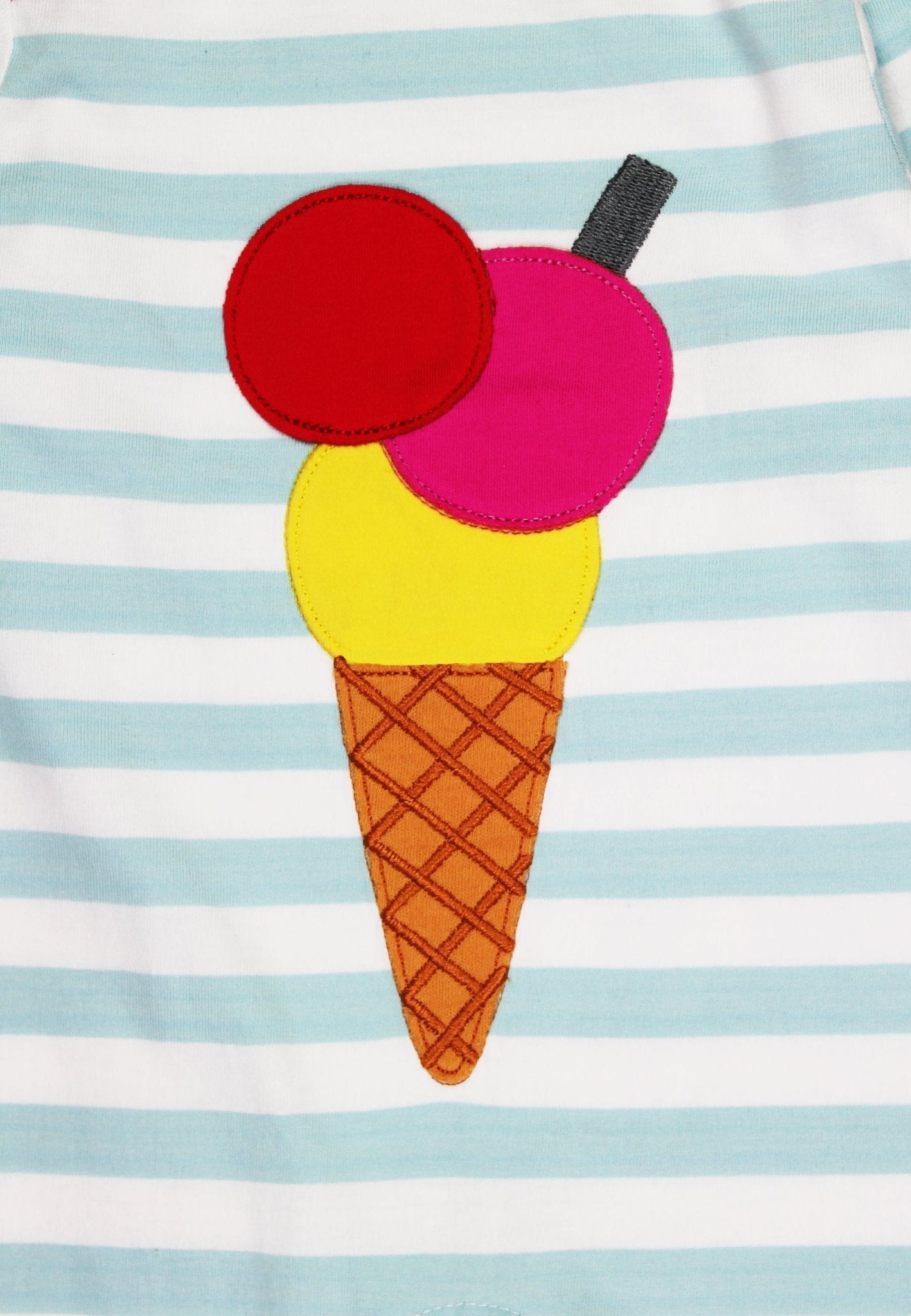 Toby Tiger Organic Applique Short-Sleeved T-Shirt - Ice Cream