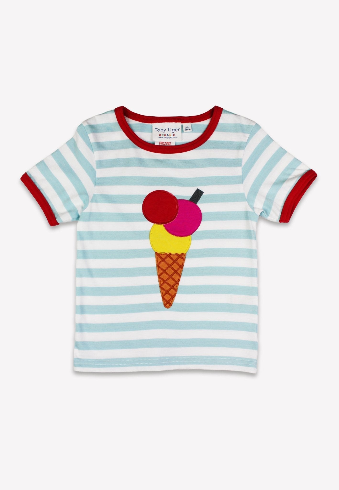 Toby Tiger Organic Applique Short-Sleeved T-Shirt - Ice Cream