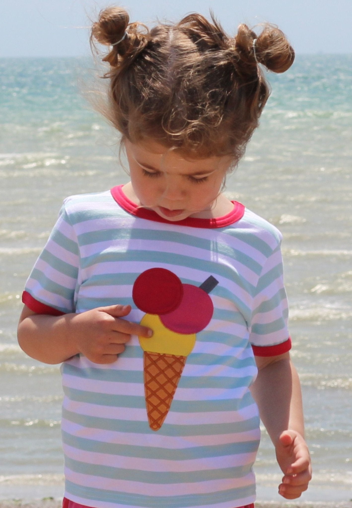 Toby Tiger Organic Applique Short-Sleeved T-Shirt - Ice Cream