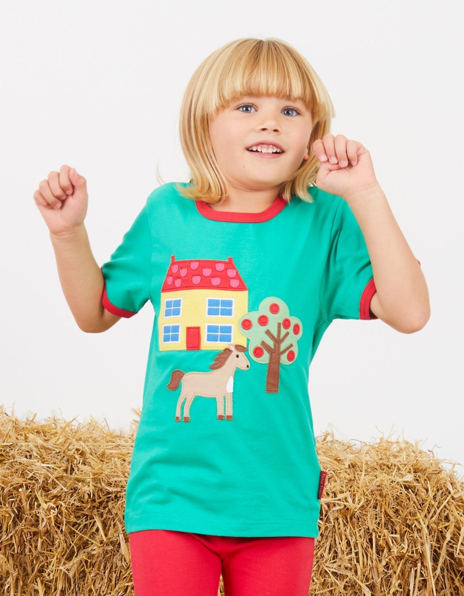 Toby Tiger Organic Applique Short-Sleeved T-Shirt - Animal Farm