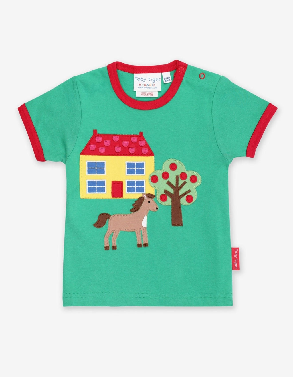 Toby Tiger Organic Applique Short-Sleeved T-Shirt - Animal Farm