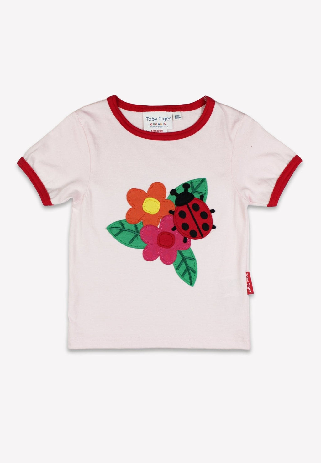 Toby Tiger Organic Applique Short-Sleeved T-Shirt - Ladybird