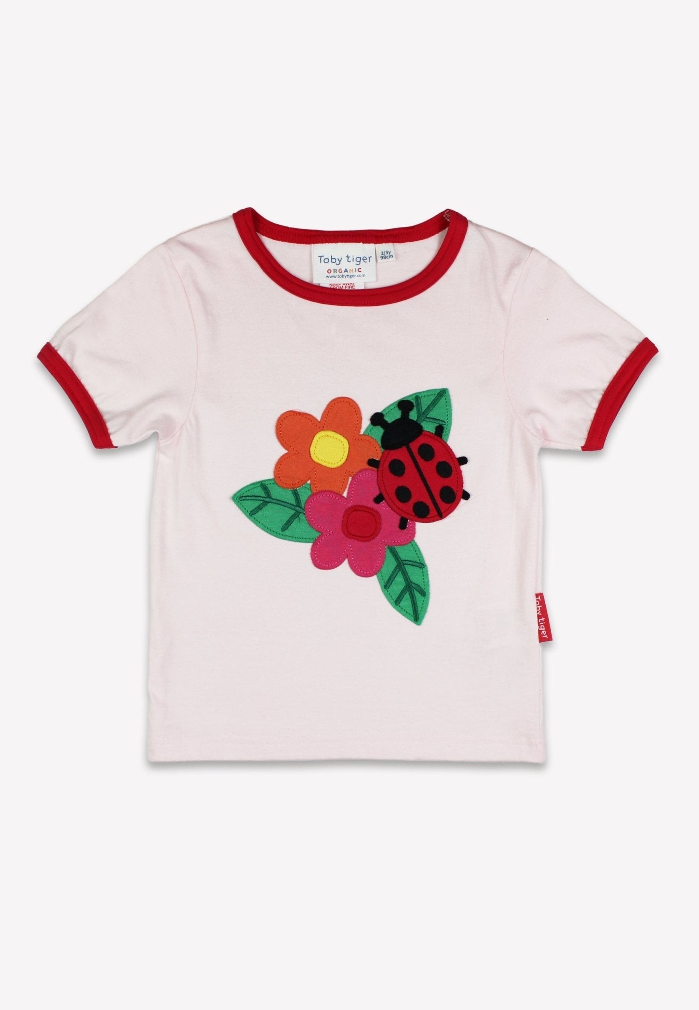 Toby Tiger Organic Applique Short-Sleeved T-Shirt - Ladybird