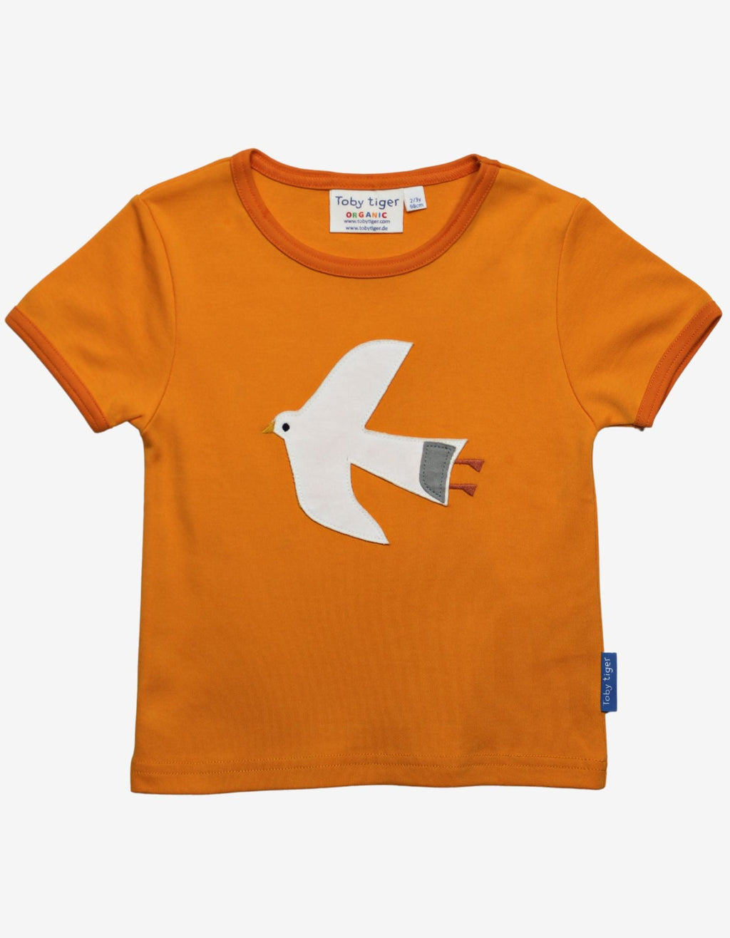 Toby Tiger Organic Applique Short-Sleeved T-Shirt - Seagull