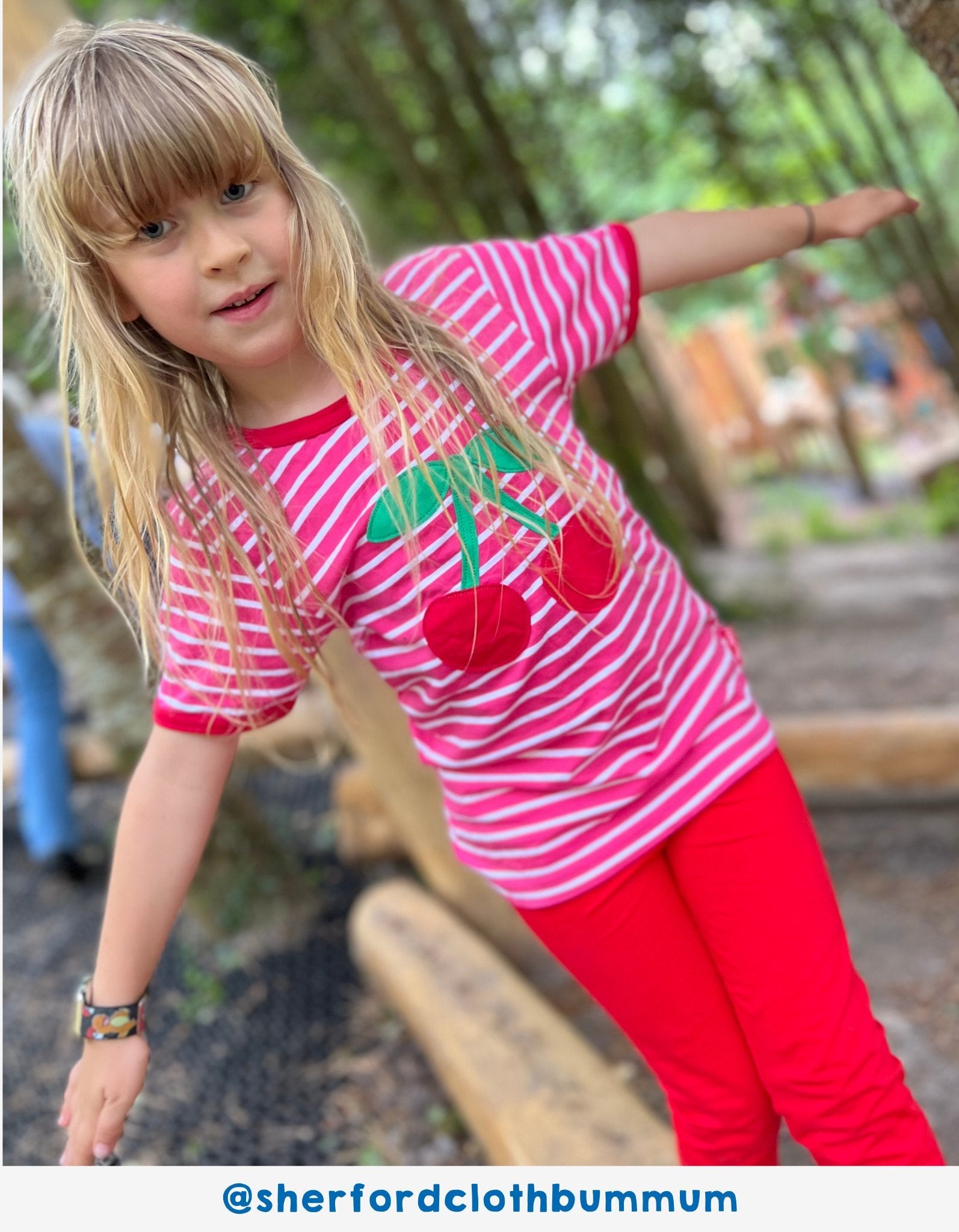 Toby Tiger Organic Applique Short-Sleeved T-Shirt - Cherry