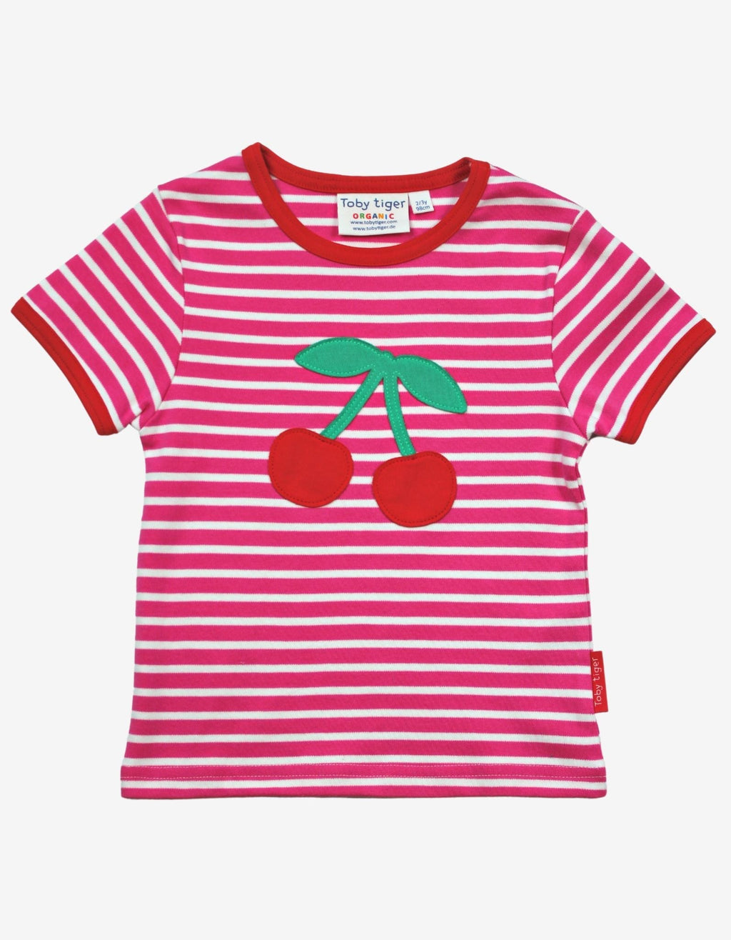 Toby Tiger Organic Applique Short-Sleeved T-Shirt - Cherry