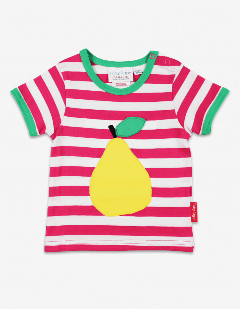 Toby Tiger Organic Applique Short-Sleeved T-Shirt - Pear