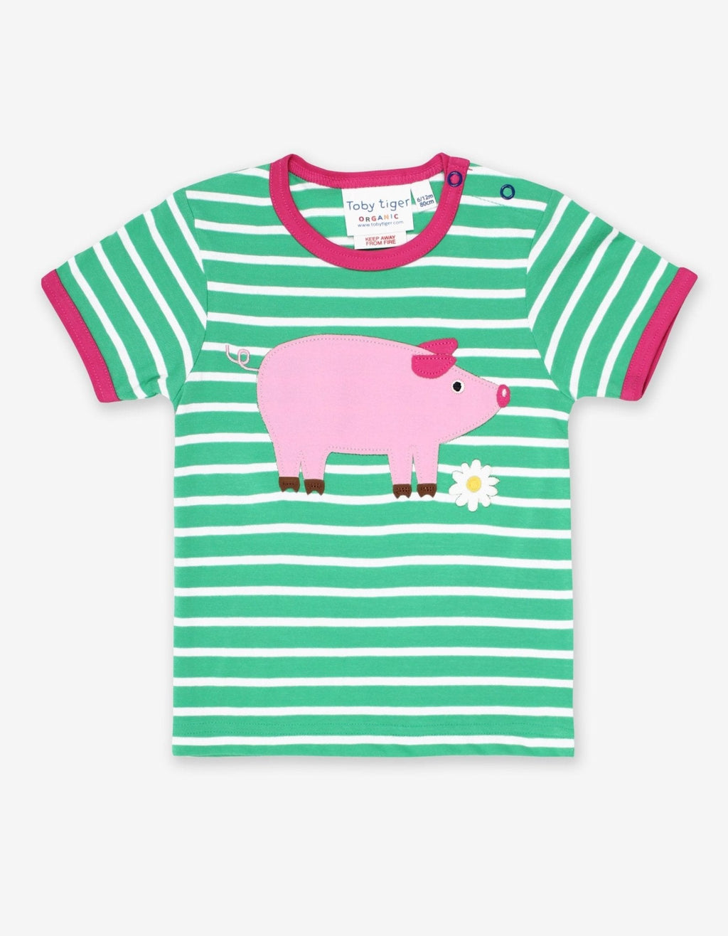 Toby Tiger Organic Applique Short-Sleeved T-Shirt - Pig