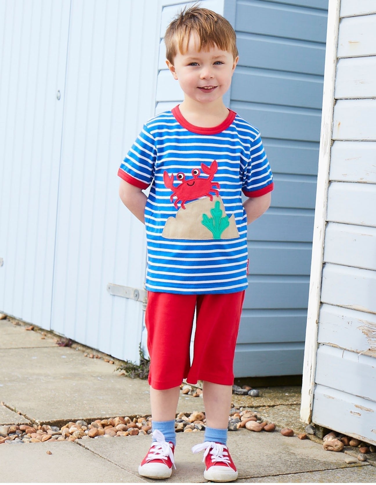 Toby Tiger Organic Applique Short-Sleeved T-Shirt - Crab