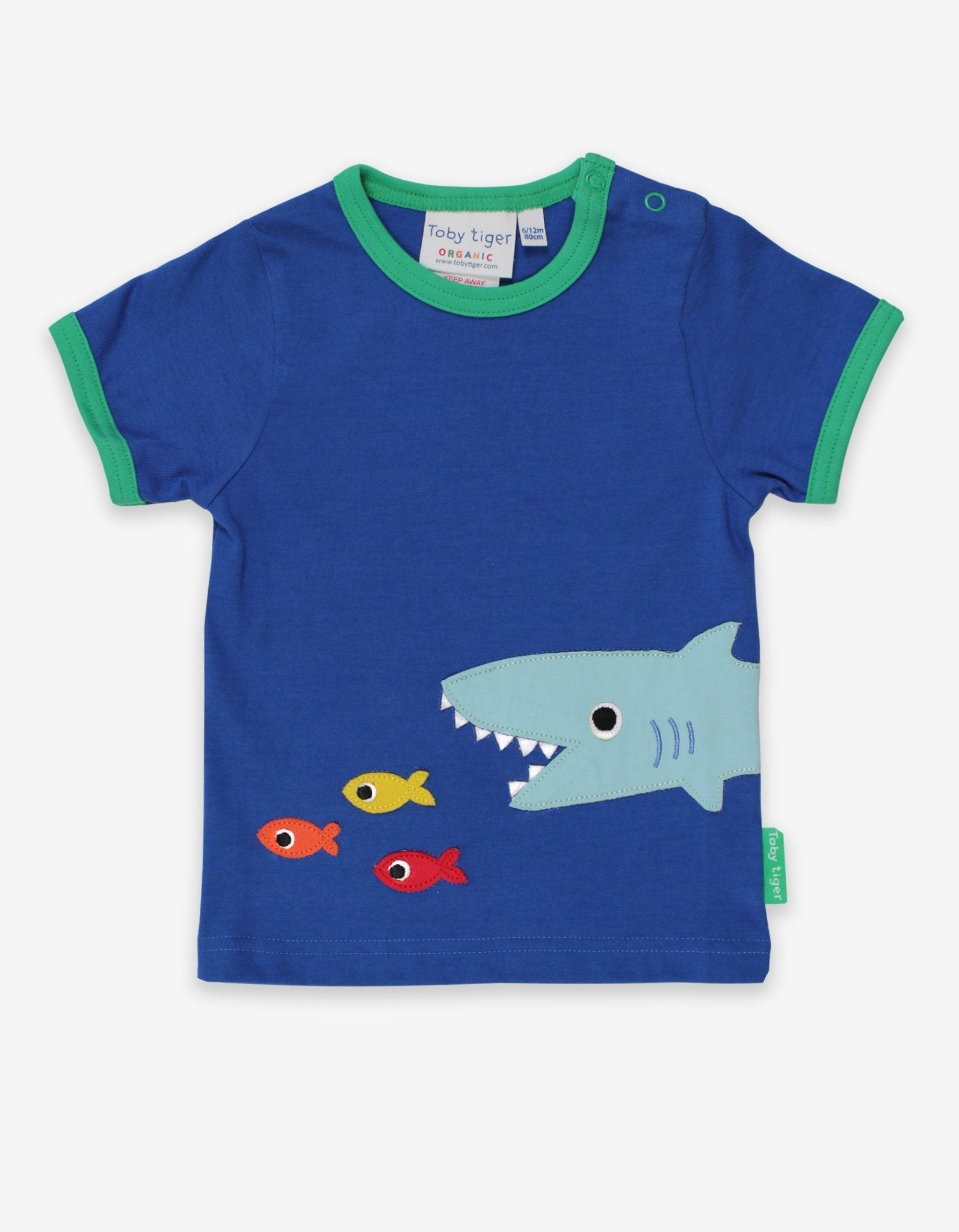 Toby Tiger Organic Applique Short-Sleeved T-Shirt - Shark