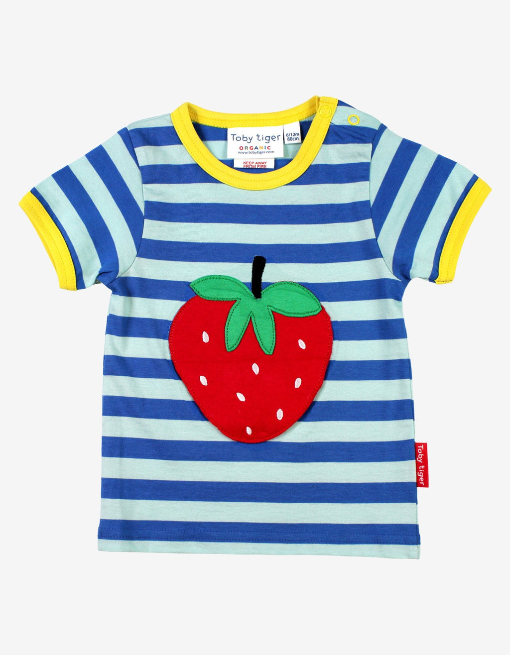 Toby Tiger Organic Applique Short-Sleeved T-Shirt - Strawberry