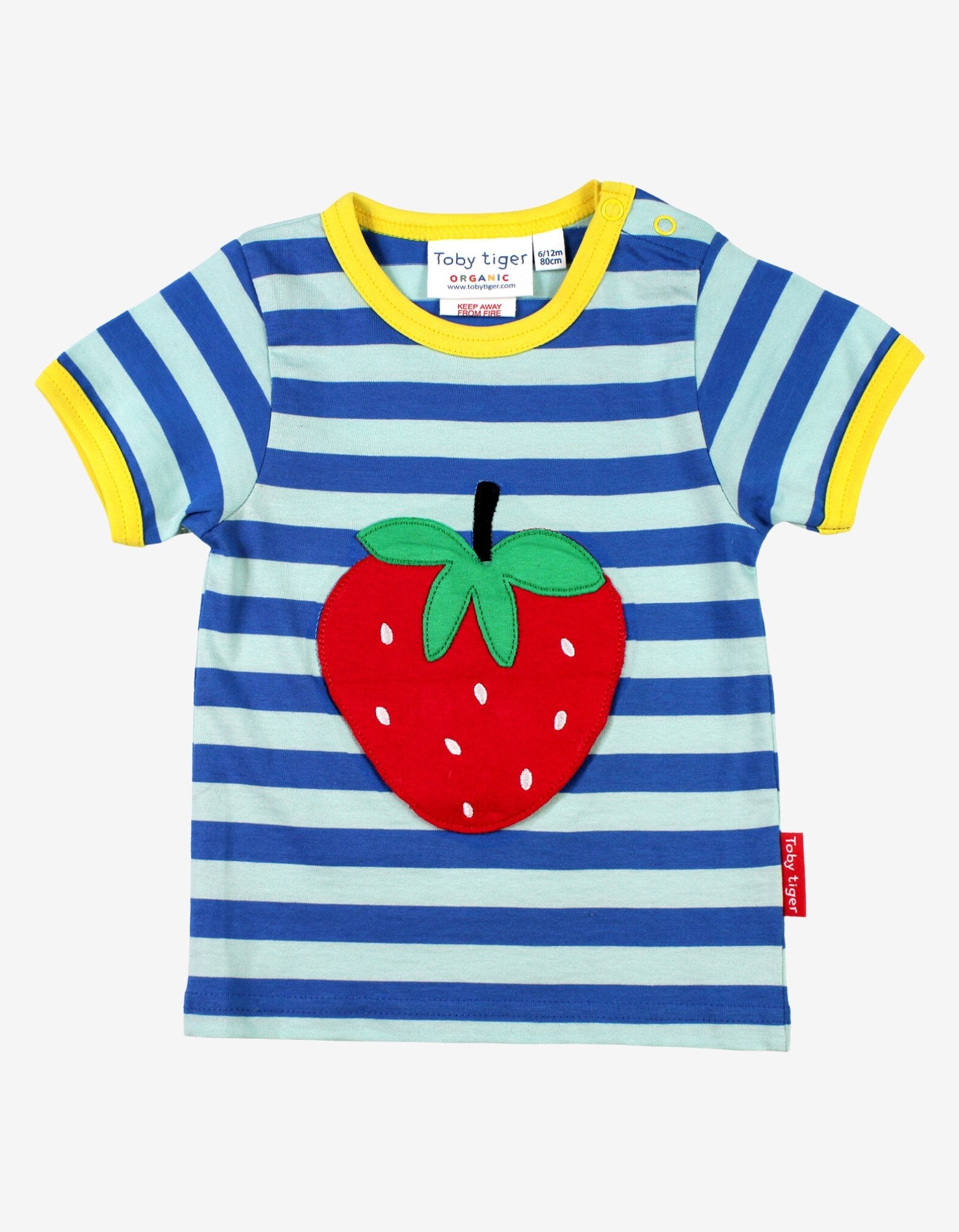 Toby Tiger Organic Applique Short-Sleeved T-Shirt - Strawberry