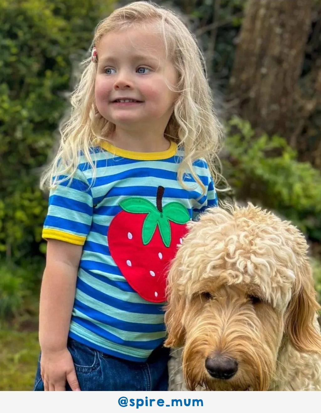Toby Tiger Organic Applique Short-Sleeved T-Shirt - Strawberry