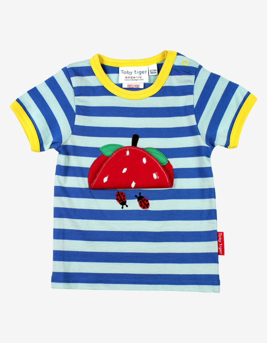 Toby Tiger Organic Applique Short-Sleeved T-Shirt - Strawberry