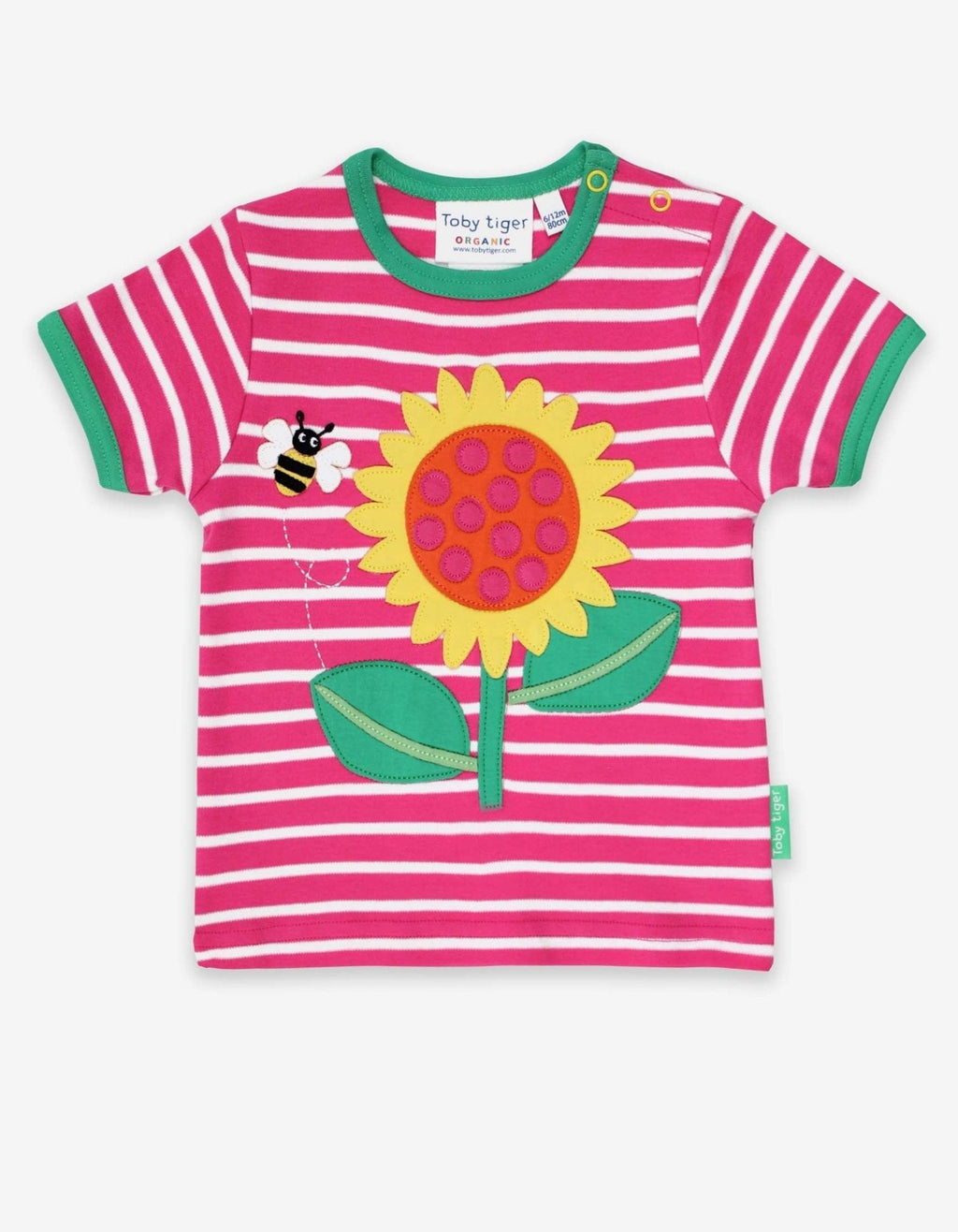 Toby Tiger Organic Applique Short-Sleeved T-Shirt - Sunflower