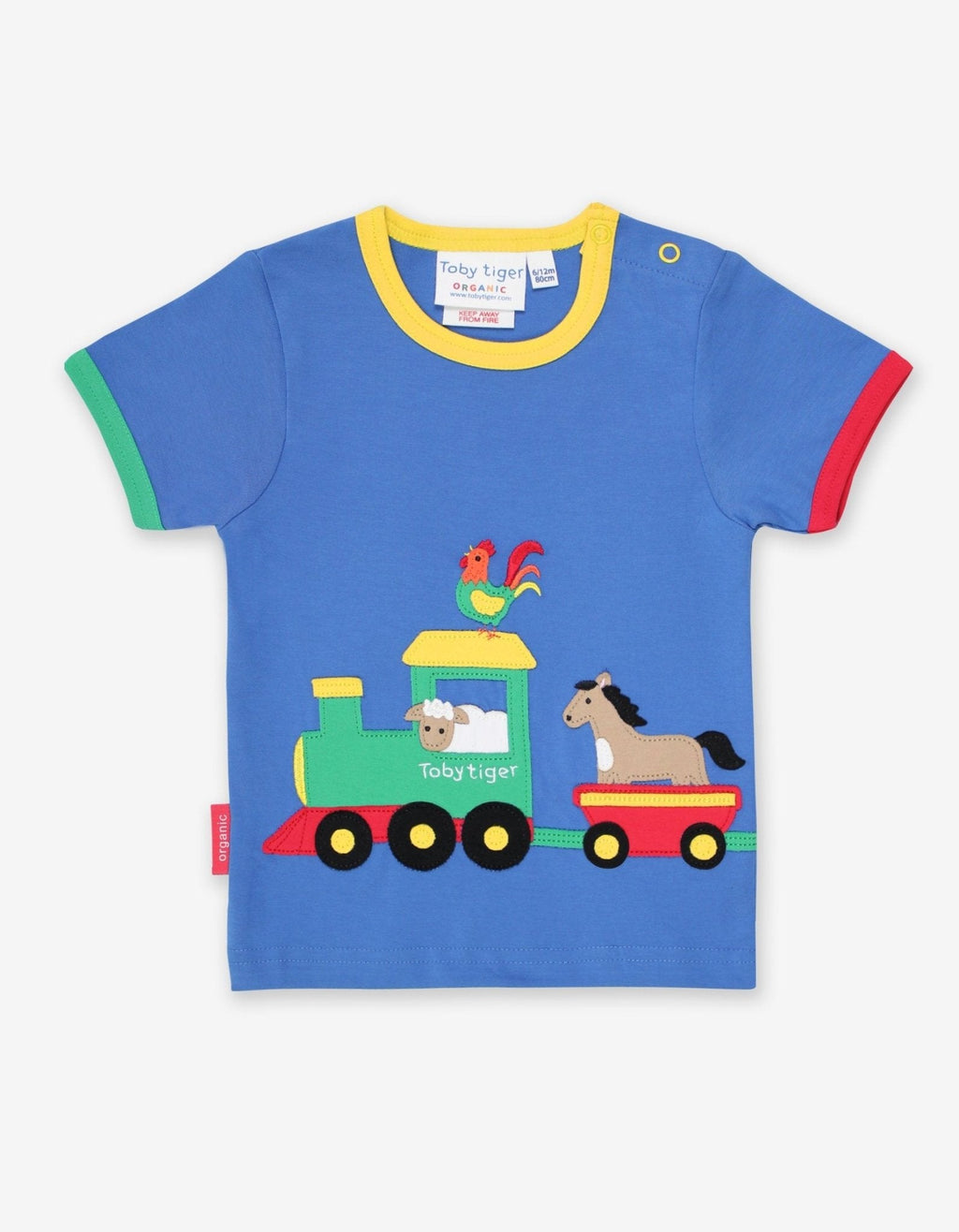 Toby Tiger Organic Applique Short-Sleeved T-Shirt - Animal Train