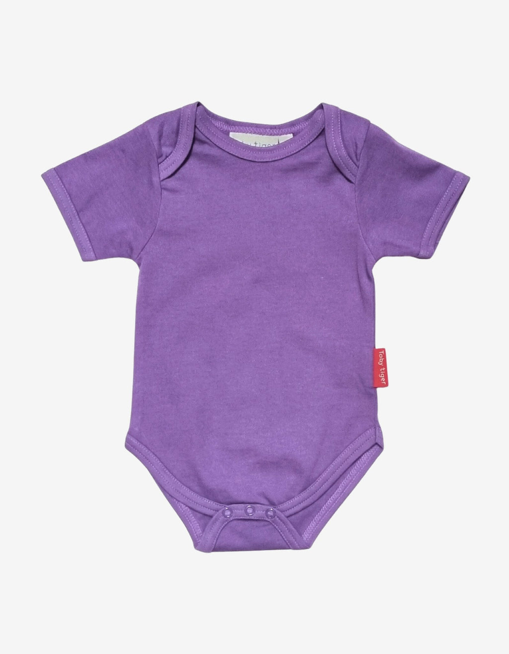 Toby Tiger Organic Basic Short-Sleeved Baby Bodysuit - Purple