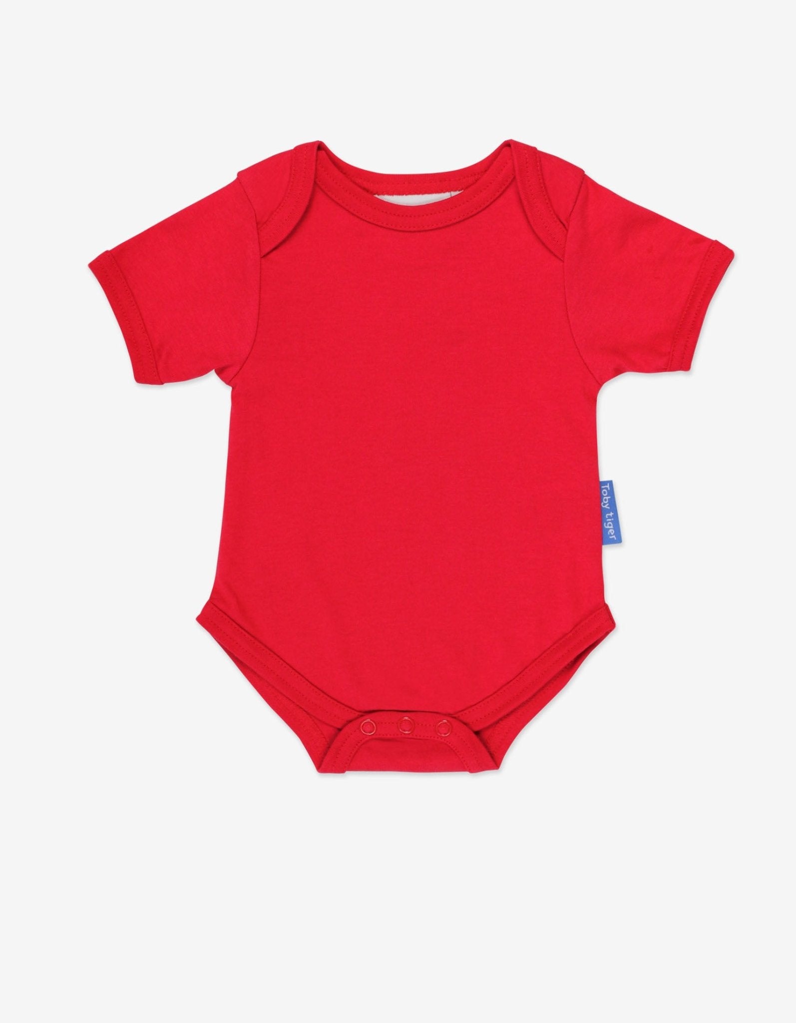 Toby Tiger Organic Basic Short-Sleeved Baby Bodysuit - Red