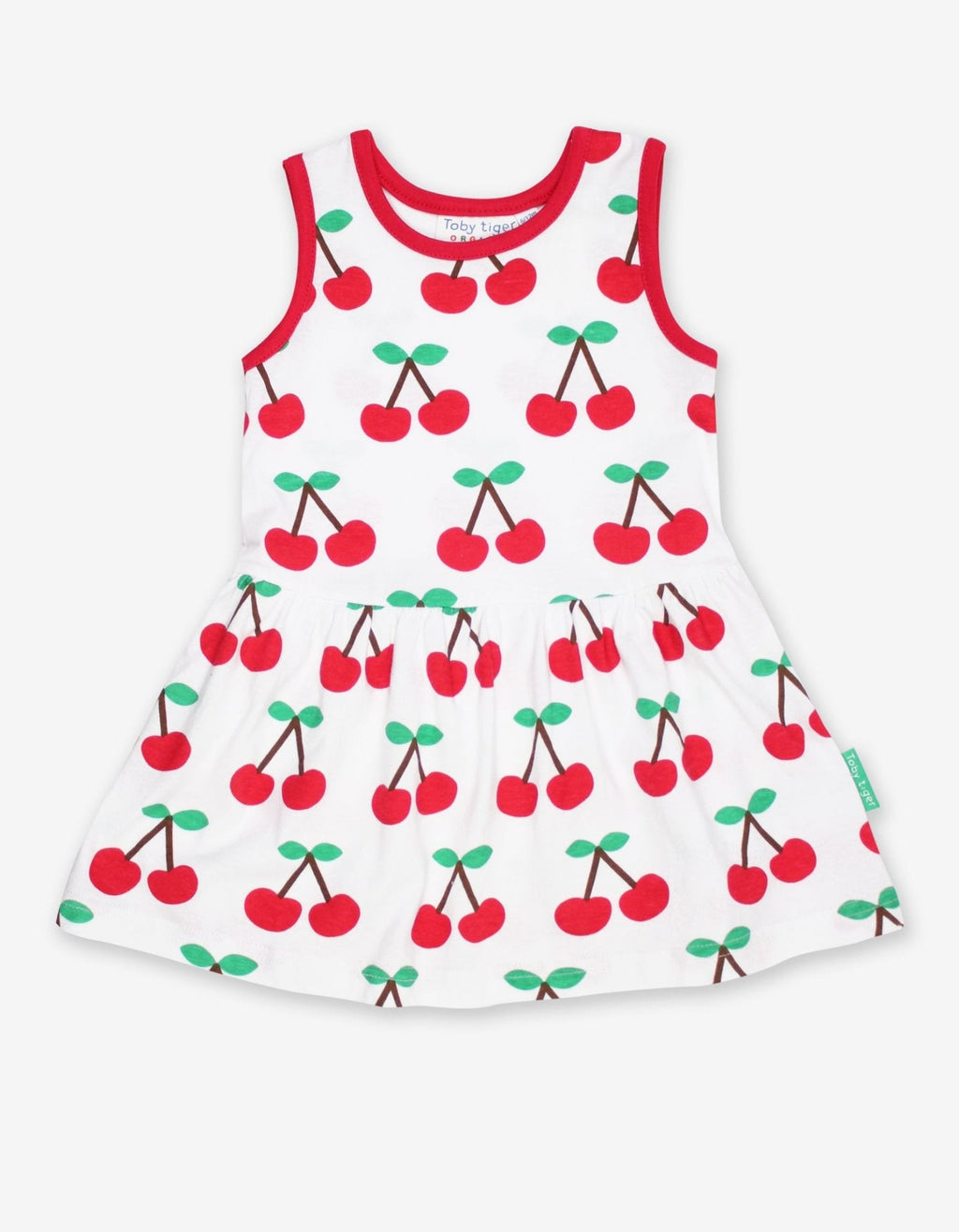 Toby Tiger Organic Summer Dress - Cherry Print White