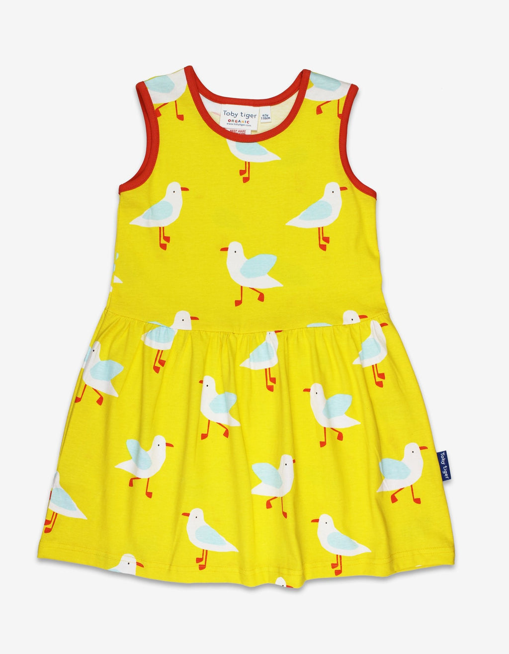 Toby Tiger Organic Summer Dress - Yellow Seagull Print