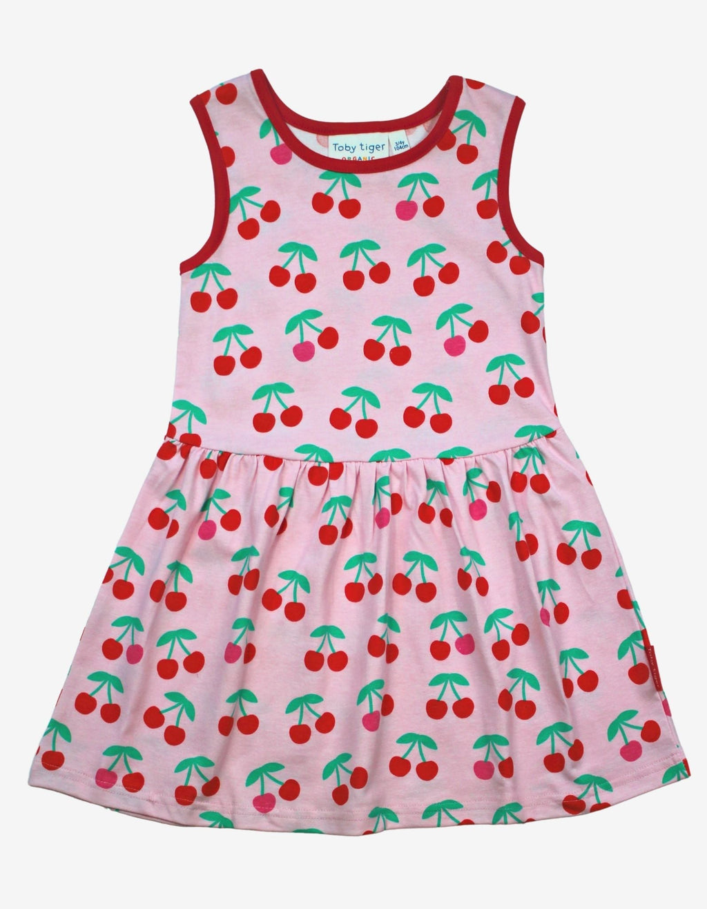 Toby Tiger Organic Summer Dress - Cherry Print Pink