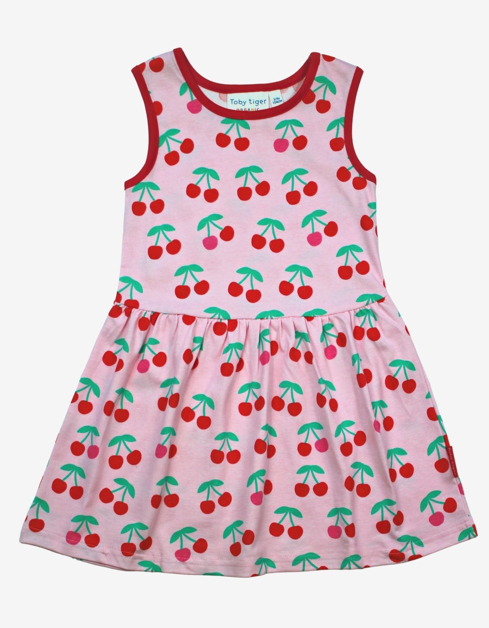 Toby Tiger Organic Summer Dress - Cherry Print Pink
