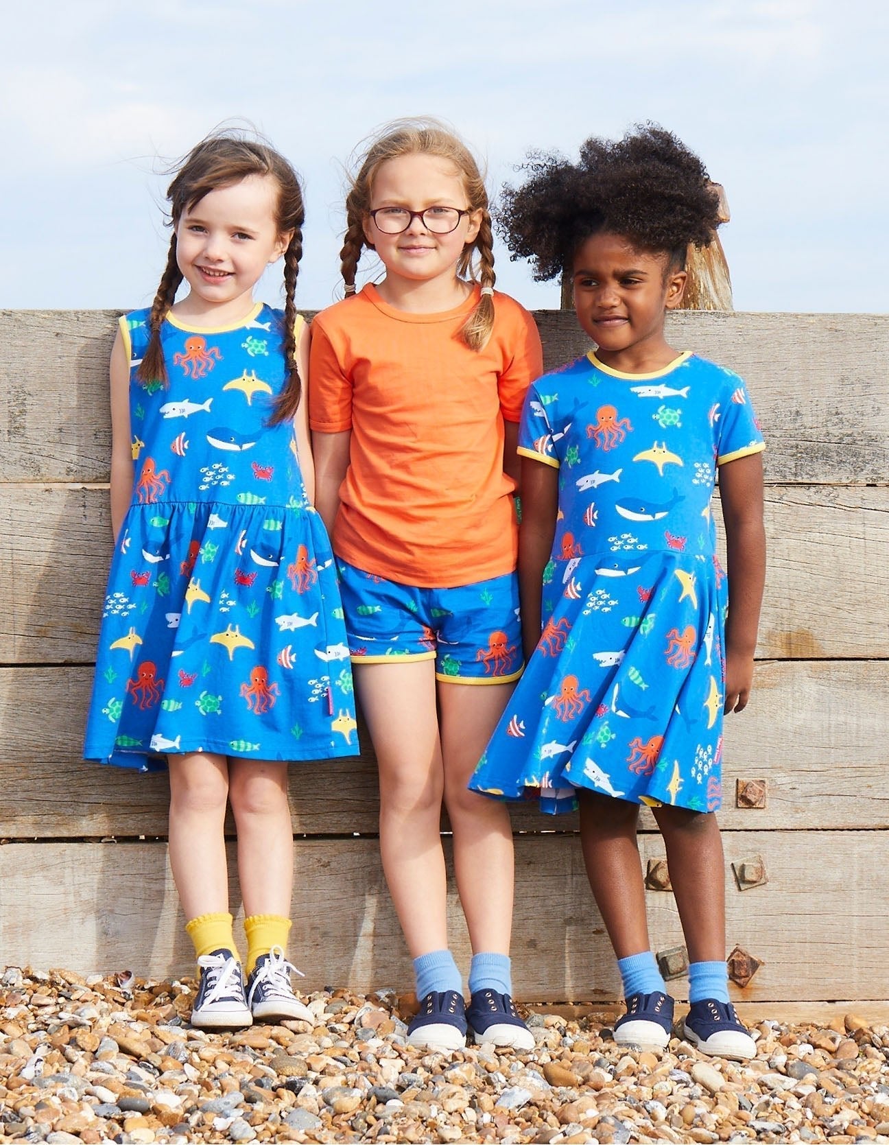 Toby Tiger Organic Summer Dress - Seaside Sealife Print
