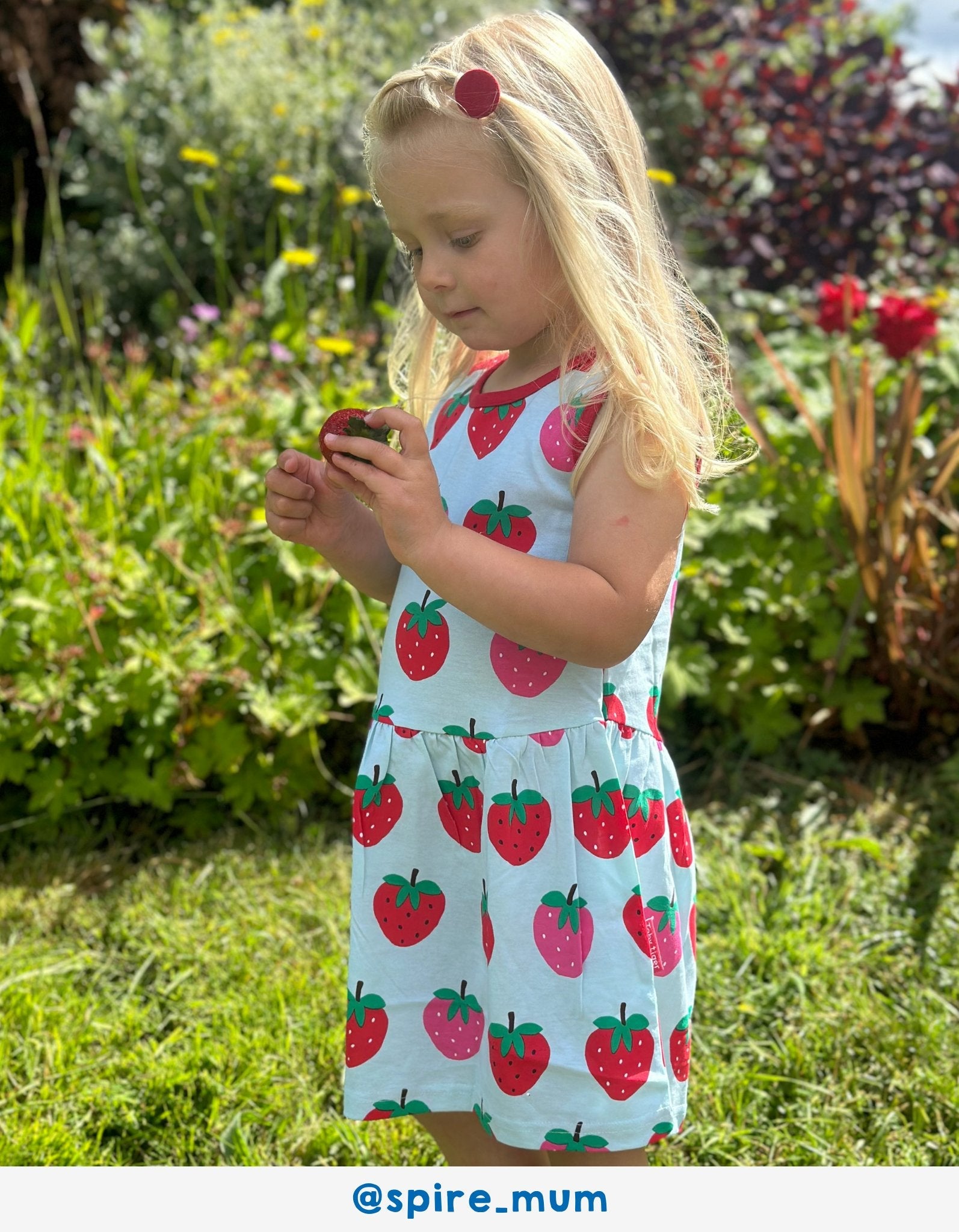 Toby Tiger Organic Summer Dress - Strawberry Print