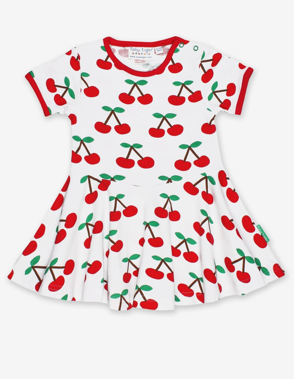 Toby Tiger Organic Skater Dress - Cherry Print White