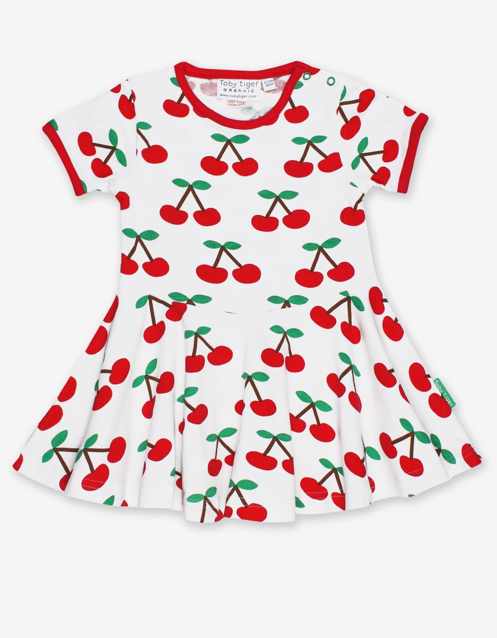 Toby Tiger Organic Skater Dress - Cherry Print White