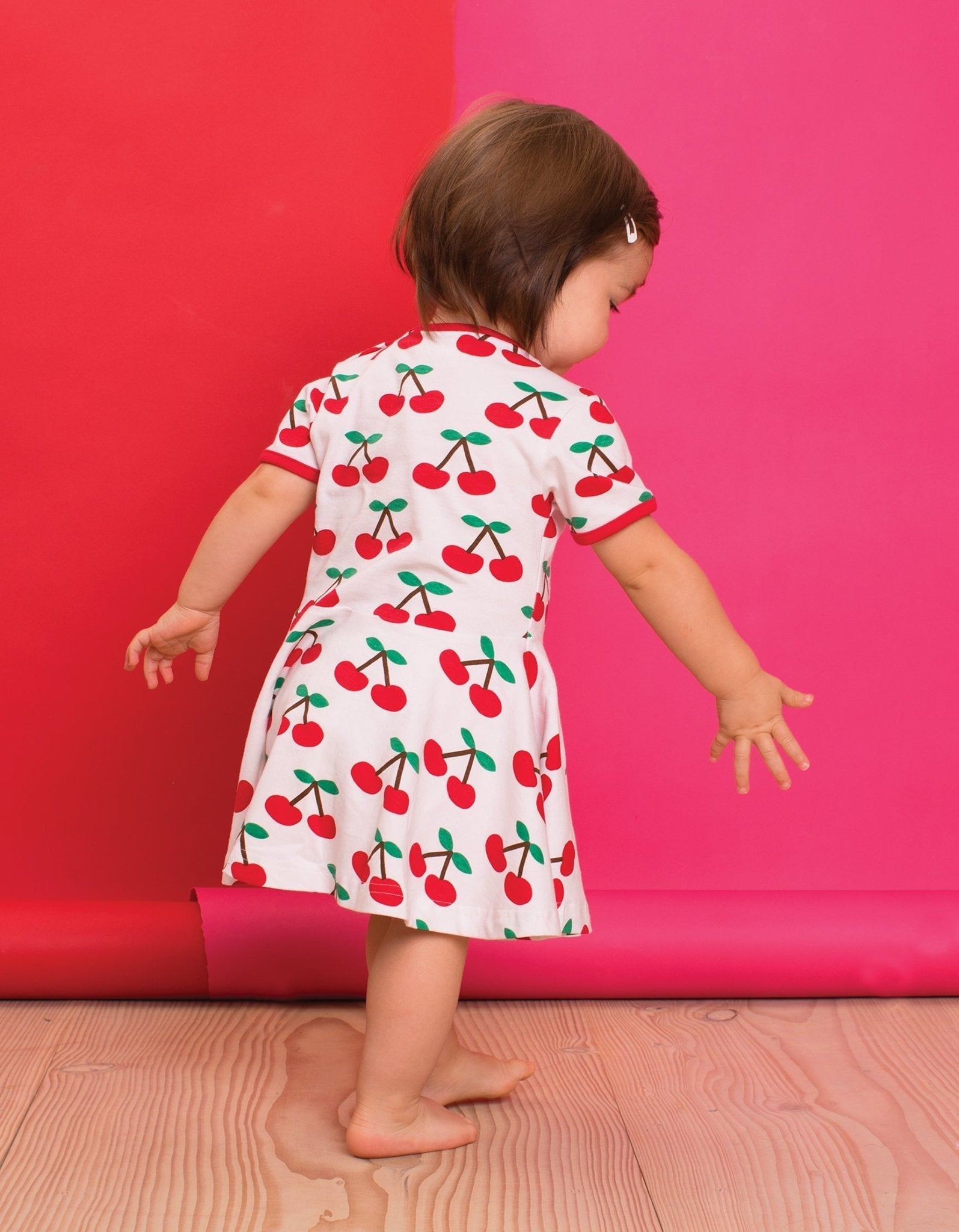 Toby Tiger Organic Skater Dress - Cherry Print White
