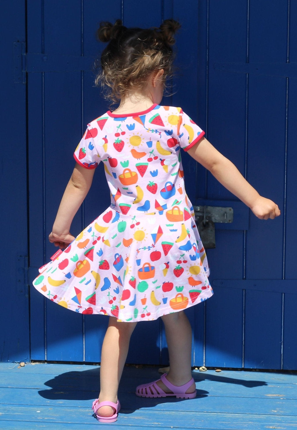 Toby Tiger Organic Short Sleeved Skater Dress - Picnic Print