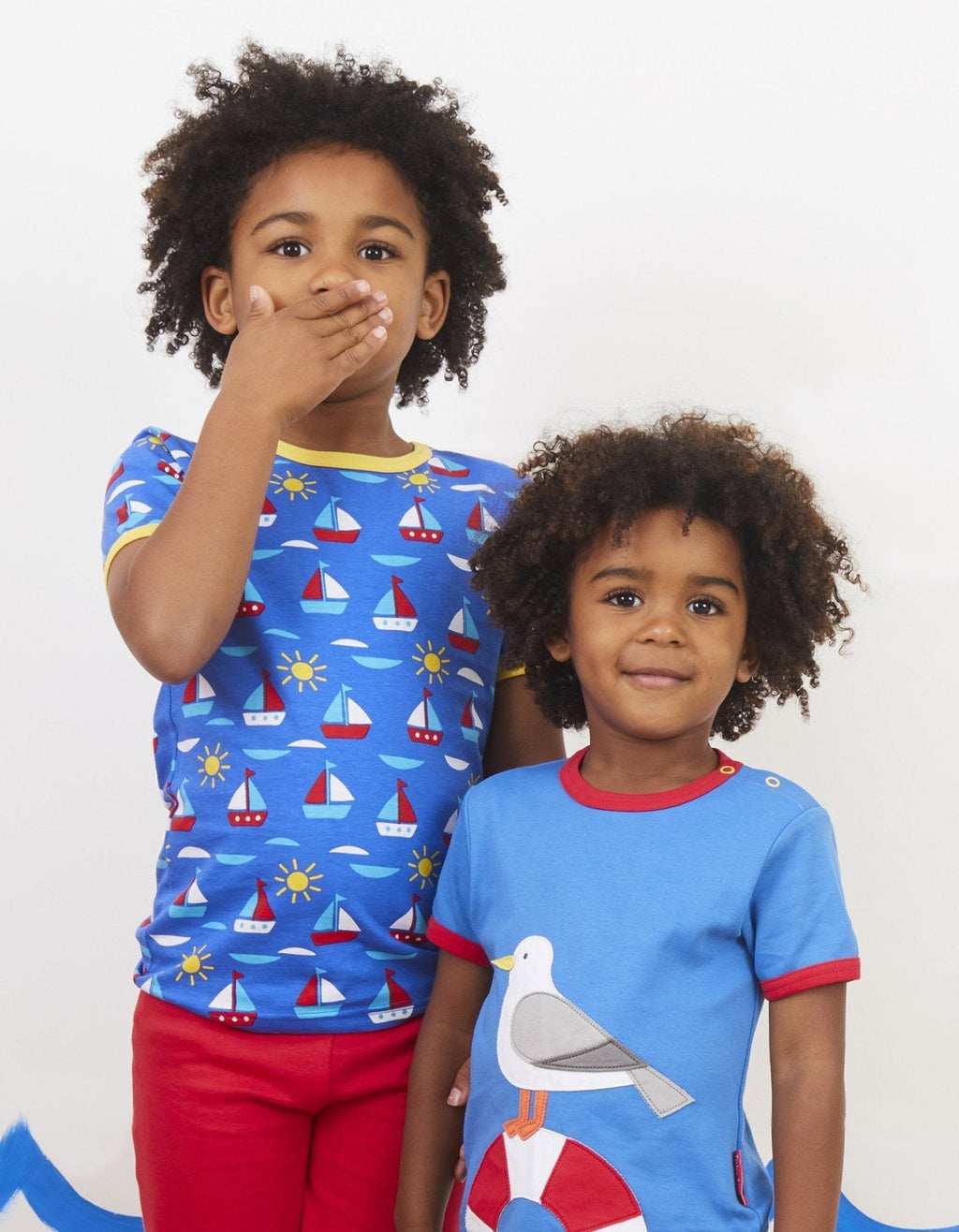 Toby Tiger Organic Short-Sleeved T-Shirt - Boat Print