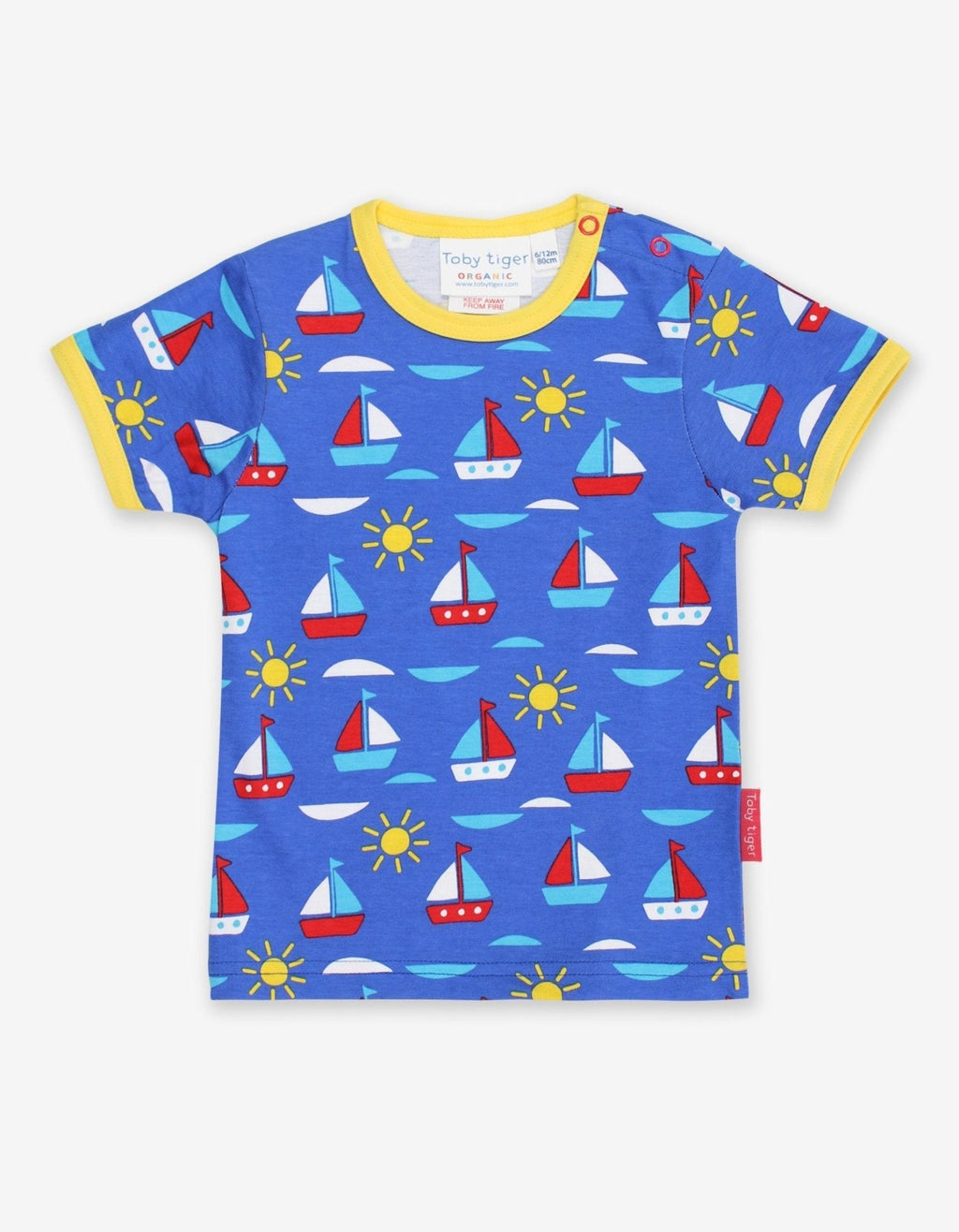 Toby Tiger Organic Short-Sleeved T-Shirt - Boat Print