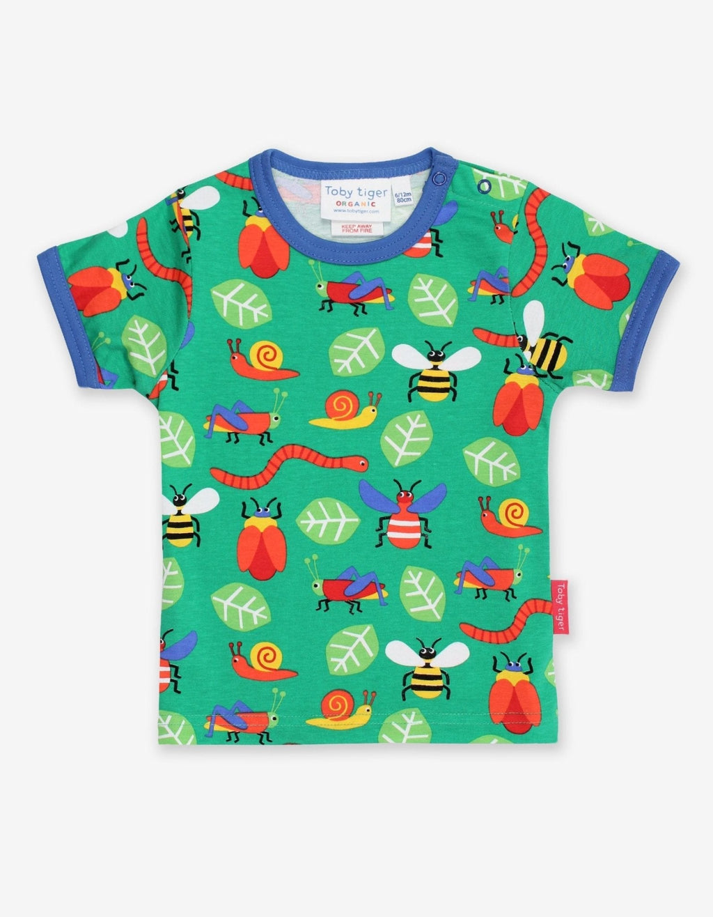 Toby Tiger Organic Short-Sleeved T-Shirt - Bug Print