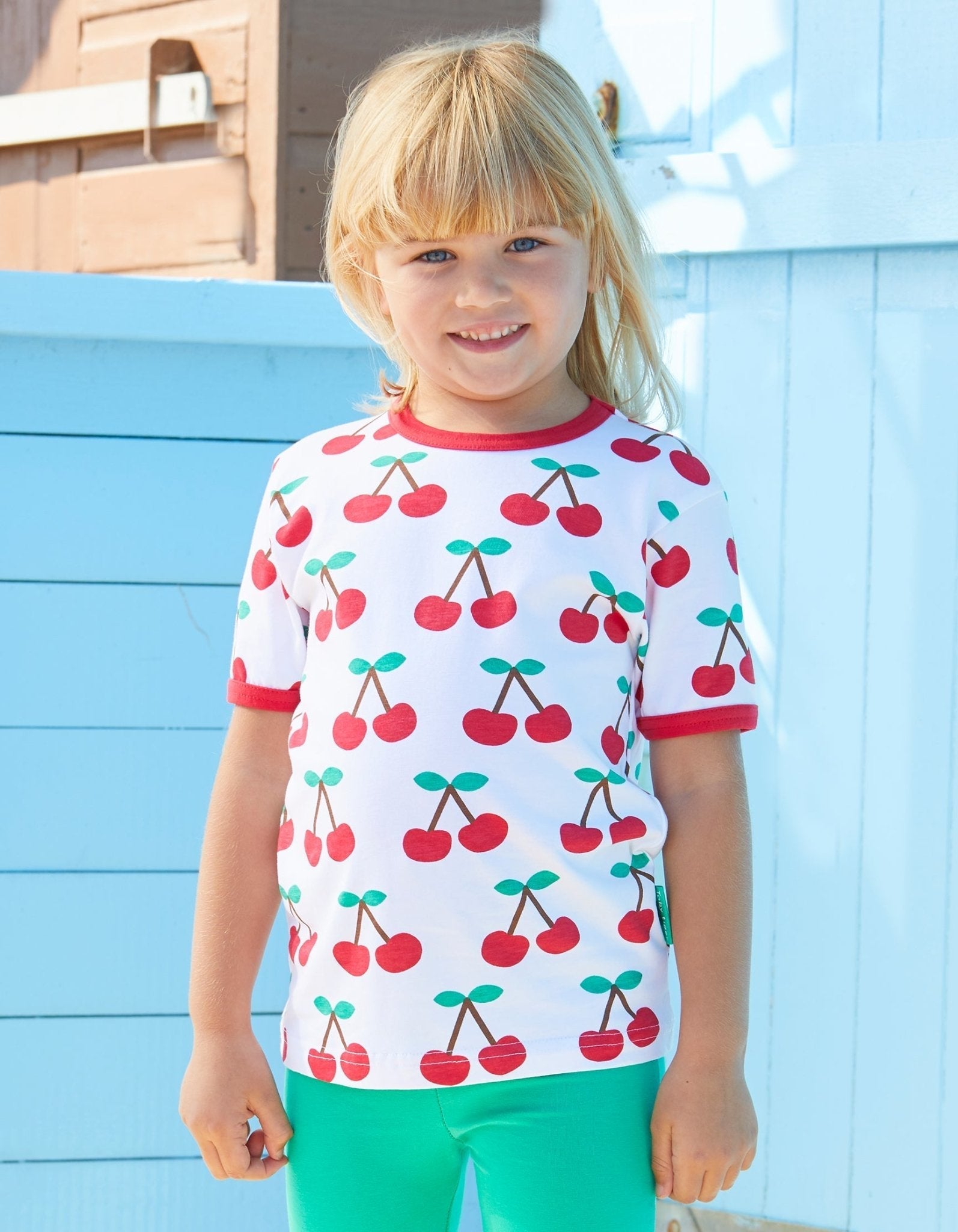 Toby Tiger Organic Short-Sleeved T-Shirt - Cherry Print