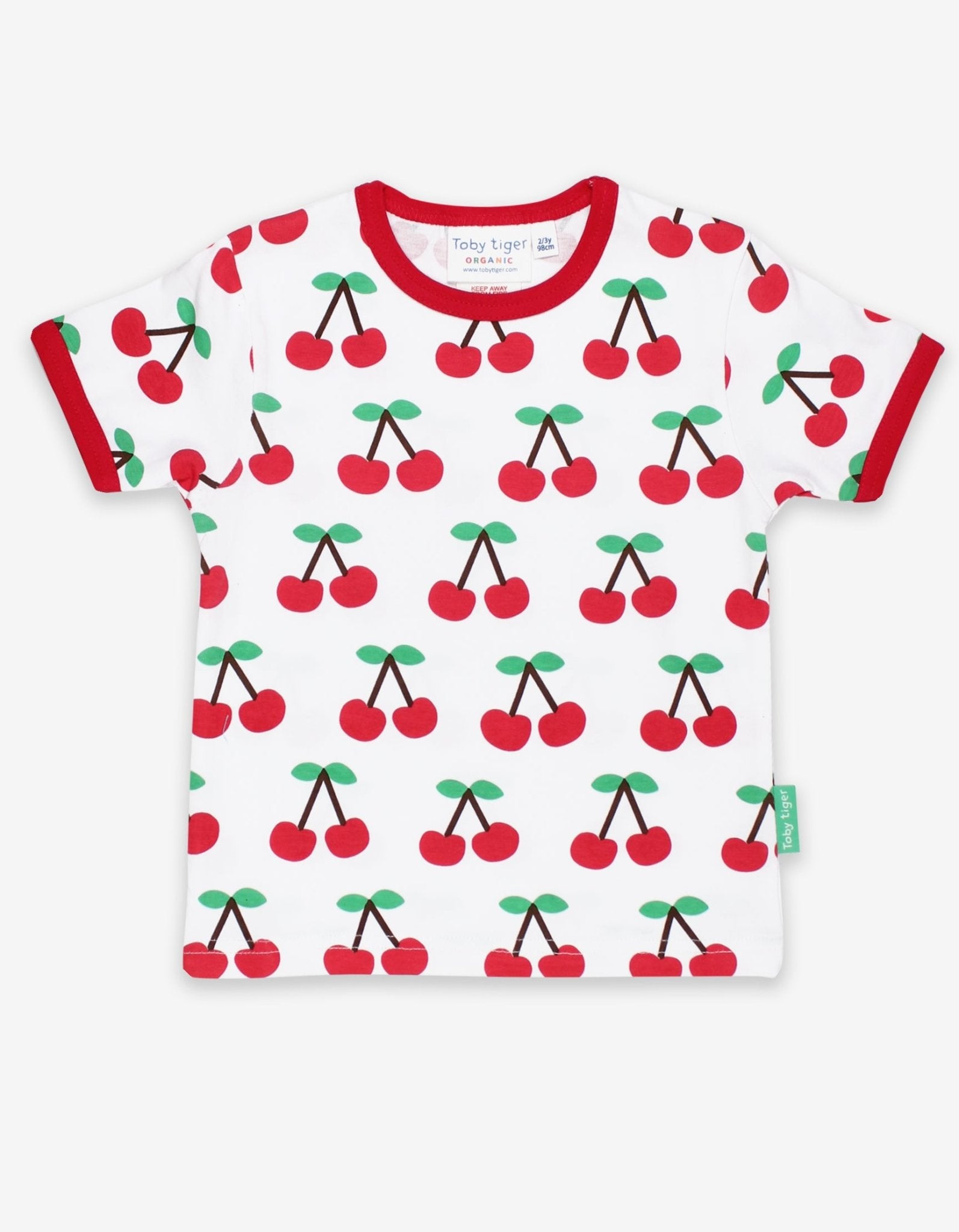 Toby Tiger Organic Short-Sleeved T-Shirt - Cherry Print