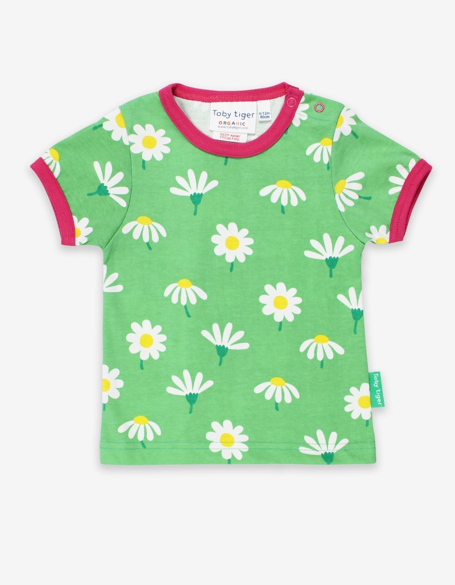 Toby Tiger Organic Short-Sleeved T-Shirt - Daisy Print