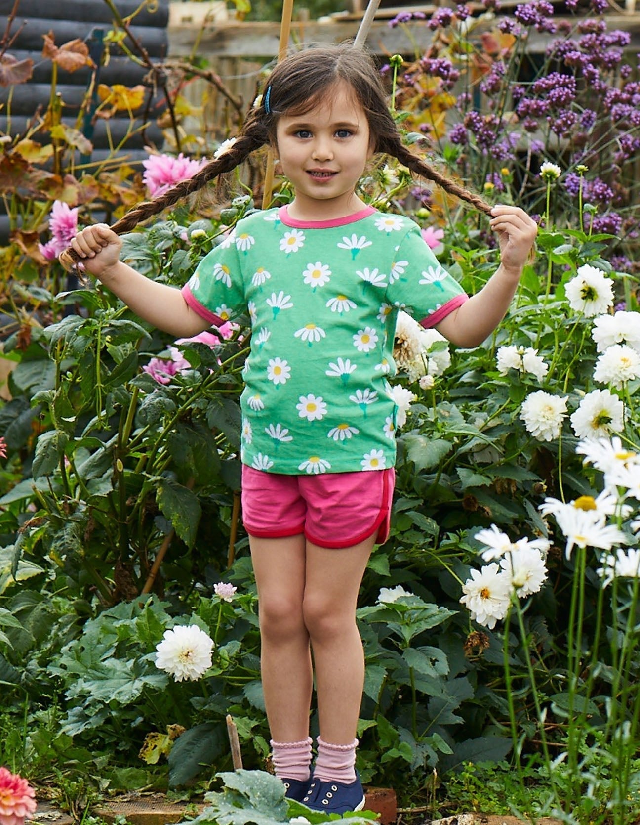 Toby Tiger Organic Short-Sleeved T-Shirt - Daisy Print